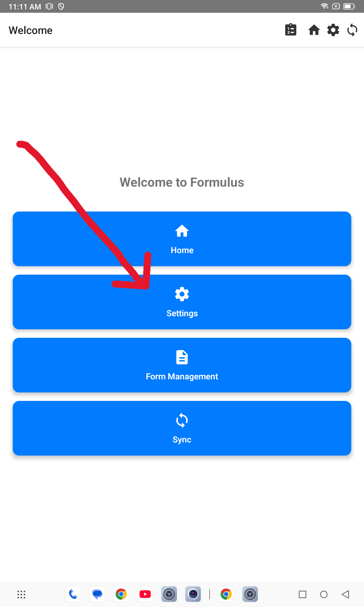 Formulus welcome screen