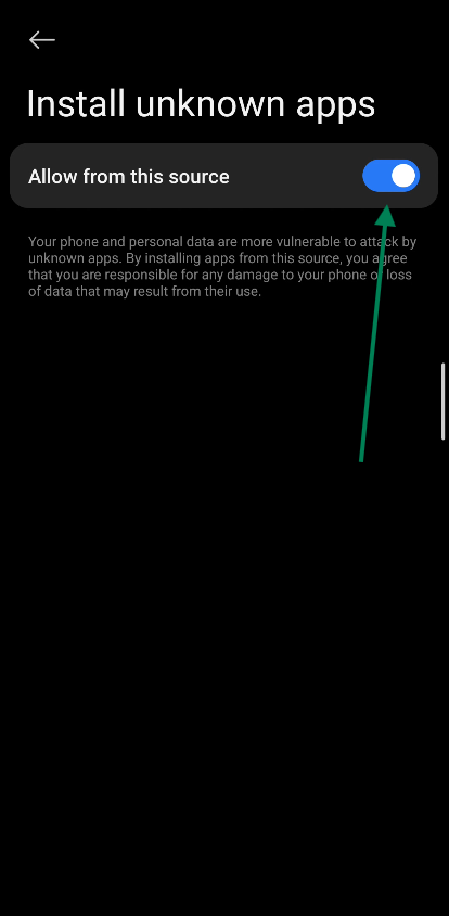 Enable Unknown Sources