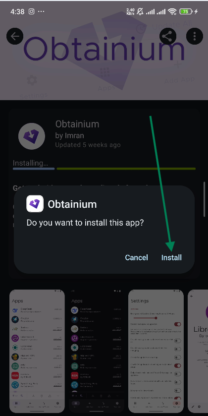 ODE App Details in Obtainium
